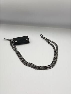 Biker Style Double Chain Wallet Clip – Silver Tone